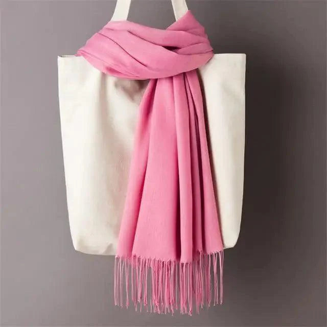 Winter Women Scarf Female Scarves For Women Solid Shawl Wraps For Winter Casual Wear Travel Friendly Wool Tassel Scarf Fashion Solid Color Toddler Soft Warm Scarves Stevvex