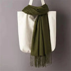 Winter Women Scarf Female Scarves For Women Solid Shawl Wraps For Winter Casual Wear Travel Friendly Wool Tassel Scarf Fashion Solid Color Toddler Soft Warm Scarves Stevvex