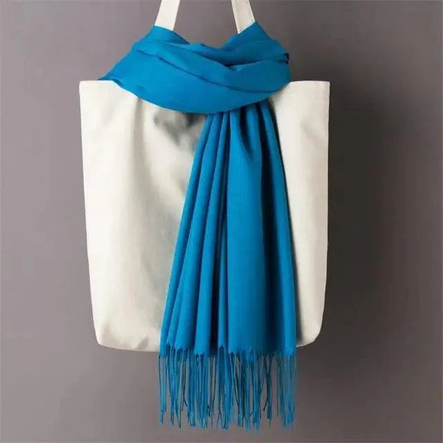 Winter Women Scarf Female Scarves For Women Solid Shawl Wraps For Winter Casual Wear Travel Friendly Wool Tassel Scarf Fashion Solid Color Toddler Soft Warm Scarves Stevvex