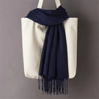 Winter Women Scarf Female Scarves For Women Solid Shawl Wraps For Winter Casual Wear Travel Friendly Wool Tassel Scarf Fashion Solid Color Toddler Soft Warm Scarves Stevvex