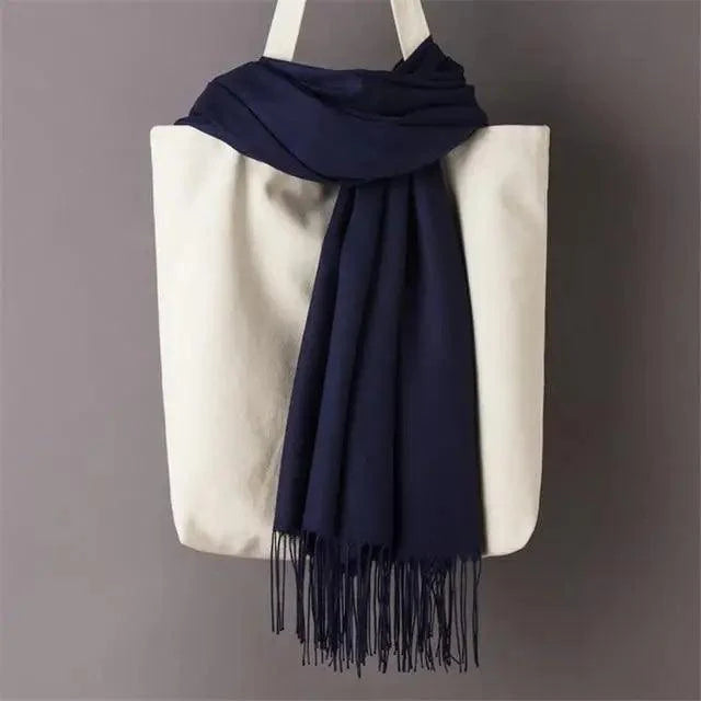 Winter Women Scarf Female Scarves For Women Solid Shawl Wraps For Winter Casual Wear Travel Friendly Wool Tassel Scarf Fashion Solid Color Toddler Soft Warm Scarves Stevvex