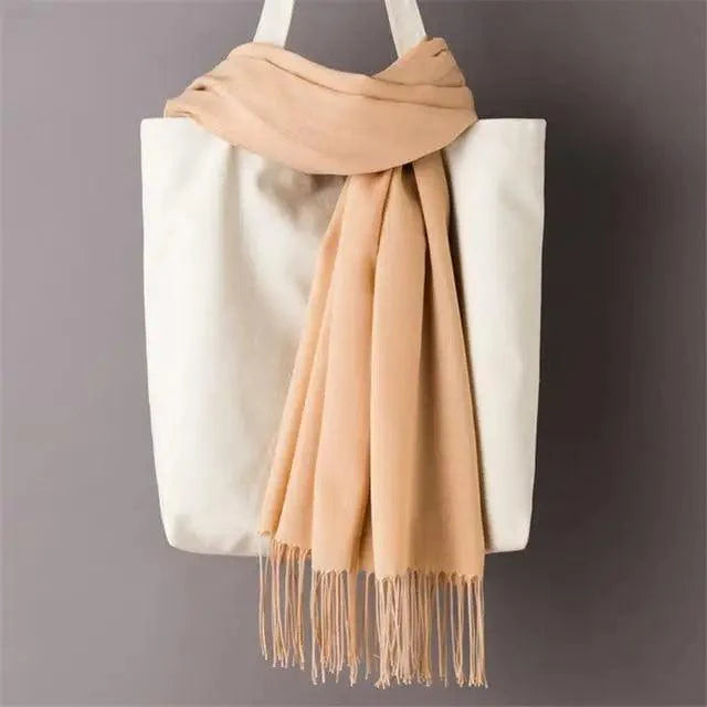 Winter Women Scarf Female Scarves For Women Solid Shawl Wraps For Winter Casual Wear Travel Friendly Wool Tassel Scarf Fashion Solid Color Toddler Soft Warm Scarves Stevvex
