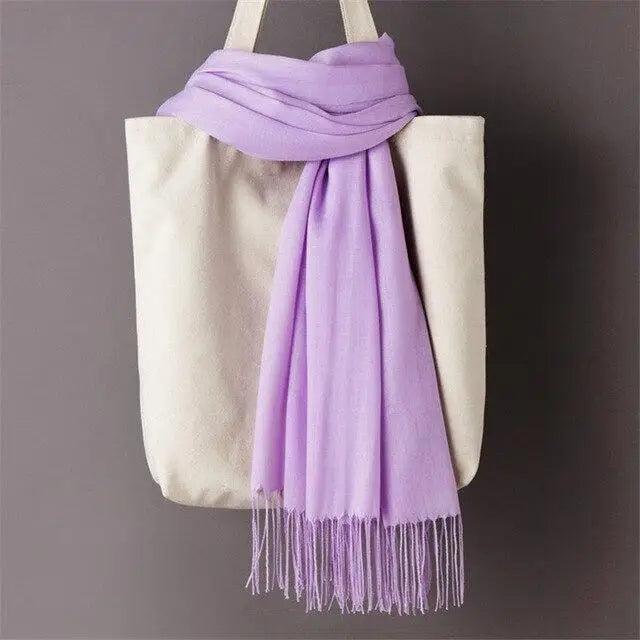 Winter Women Scarf Female Scarves For Women Solid Shawl Wraps For Winter Casual Wear Travel Friendly Wool Tassel Scarf Fashion Solid Color Toddler Soft Warm Scarves Stevvex