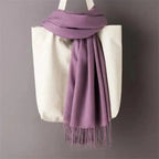 Winter Women Scarf Female Scarves For Women Solid Shawl Wraps For Winter Casual Wear Travel Friendly Wool Tassel Scarf Fashion Solid Color Toddler Soft Warm Scarves Stevvex