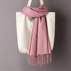 Winter Women Scarf Female Scarves For Women Solid Shawl Wraps For Winter Casual Wear Travel Friendly Wool Tassel Scarf Fashion Solid Color Toddler Soft Warm Scarves Stevvex