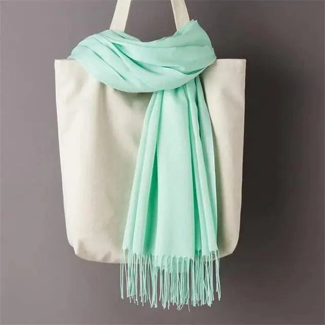 Winter Women Scarf Female Scarves For Women Solid Shawl Wraps For Winter Casual Wear Travel Friendly Wool Tassel Scarf Fashion Solid Color Toddler Soft Warm Scarves Stevvex