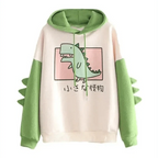 Winter Womens Hoodies Sweatshirt Dinosaur Print Long Sleeve Patchwork Tracksuit Oversize Pullover Hoodies Women Hoodies for Teen Girls Printed Cute Hooded Sweatshirt Junior Sports Outerwear Long Sleeve Hooded Pullovers Tops Stevvex