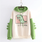 Winter Womens Hoodies Sweatshirt Dinosaur Print Long Sleeve Patchwork Tracksuit Oversize Pullover Hoodies Women Hoodies for Teen Girls Printed Cute Hooded Sweatshirt Junior Sports Outerwear Long Sleeve Hooded Pullovers Tops Stevvex
