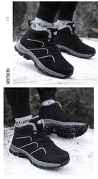 Winter Womens Mens Boots Plush Leather Waterproof Climbing Hunting Shoes Unisex Lace-up Outdoor Warm Hiking Boot Warm Ankle Cushionable Non-Slip Fashion Booties For Outdoor Walking