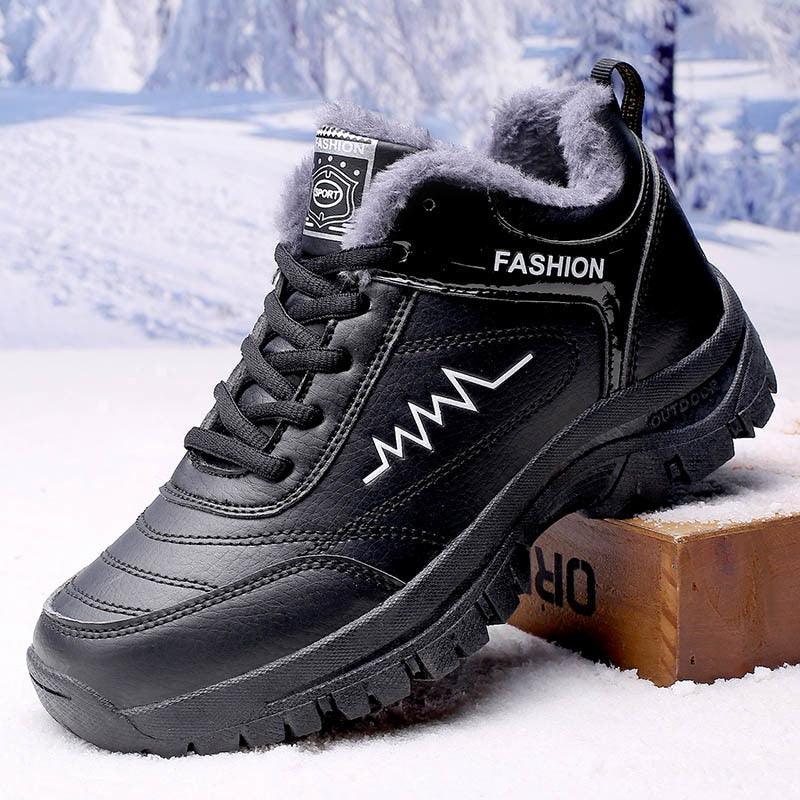 Winter Womens Mens Boots Shoes Plush Warm Sneakers Outdoor Waterproof Ankle Snow Boots Casual Leather Hiking Boots Outdoor Trekking Boot Mid Hiker Boot For Mens Stevvex