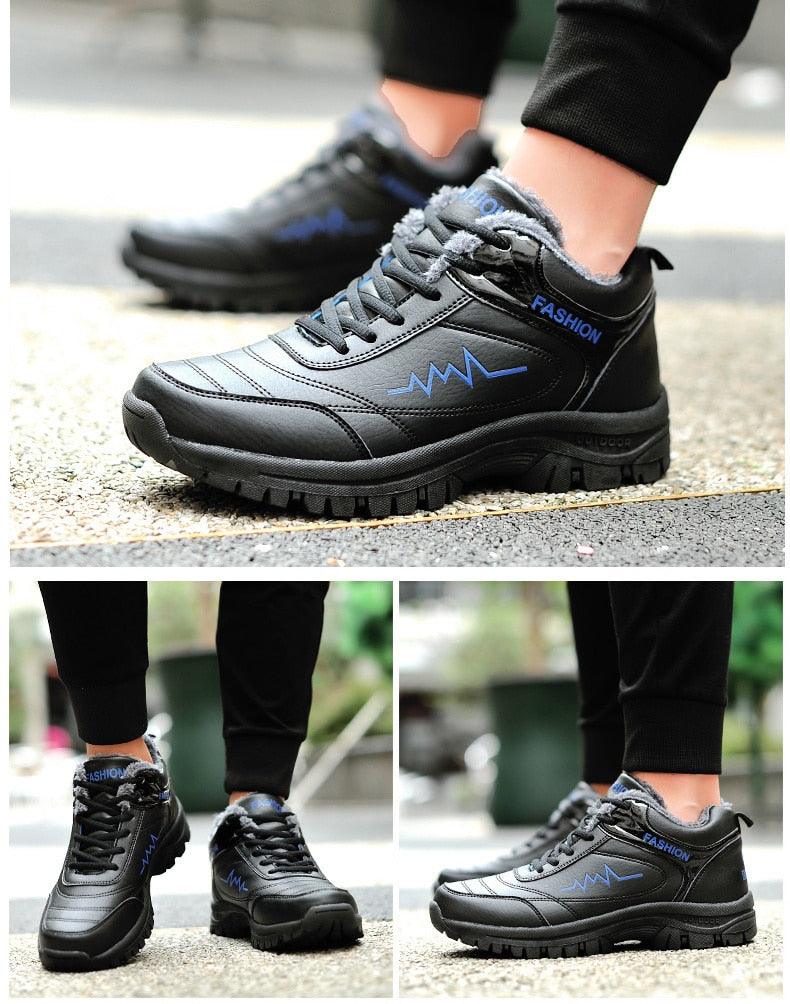 Winter Womens Mens Boots Shoes Plush Warm Sneakers Outdoor Waterproof Ankle Snow Boots Casual Leather Hiking Boots Outdoor Trekking Boot Mid Hiker Boot For Mens Stevvex