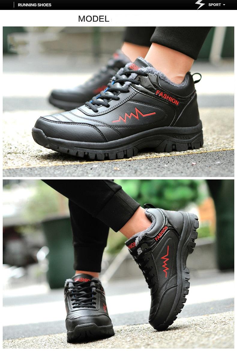Winter Womens Mens Boots Shoes Plush Warm Sneakers Outdoor Waterproof Ankle Snow Boots Casual Leather Hiking Boots Outdoor Trekking Boot Mid Hiker Boot For Mens Stevvex