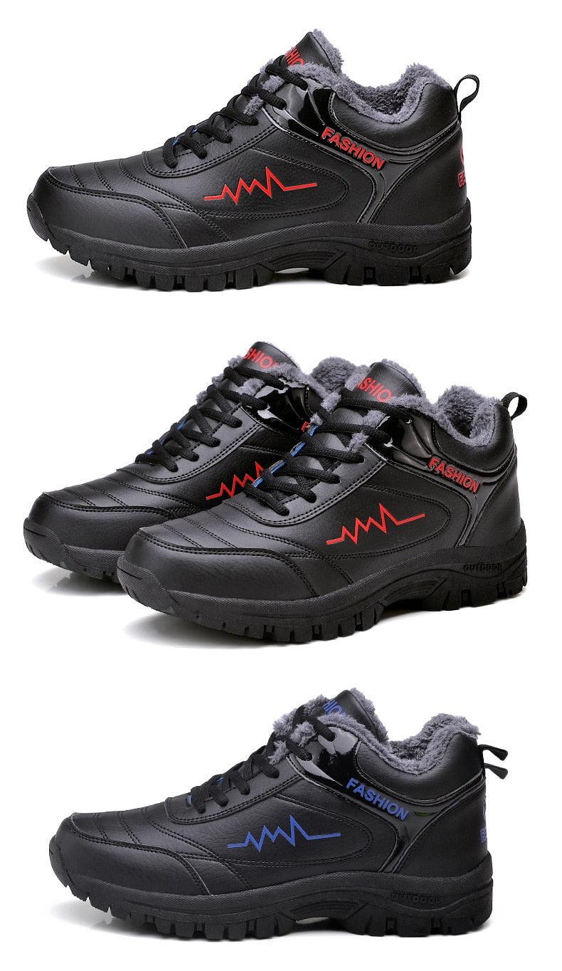 Winter Womens Mens Boots Shoes Plush Warm Sneakers Outdoor Waterproof Ankle Snow Boots Casual Leather Hiking Boots Outdoor Trekking Boot Mid Hiker Boot For Mens Stevvex
