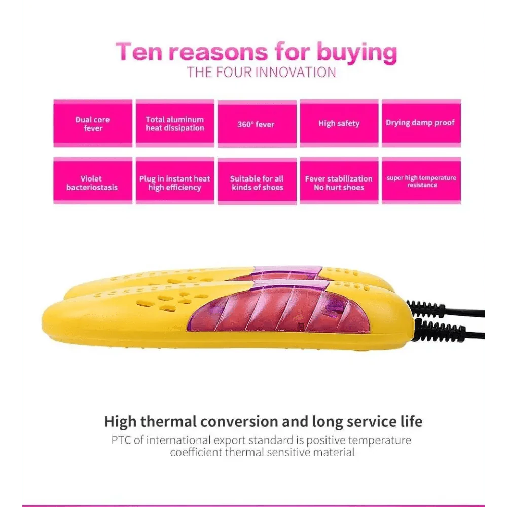 Winter Yellow Shoe Dryer Lightweight Portable Shoe Warmer Machine Heater Household Essential For Autumn Stevvex