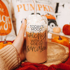 20oz Glass Tumbler Hocus Pocus Coffee Quote With Bamboo Lid Straws And Cleaner BandsCo Straps