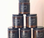 Swipe Right Scented Candle 8oz Soy Candle Spicy Leather Vetiver Myrrh BandsCo Straps