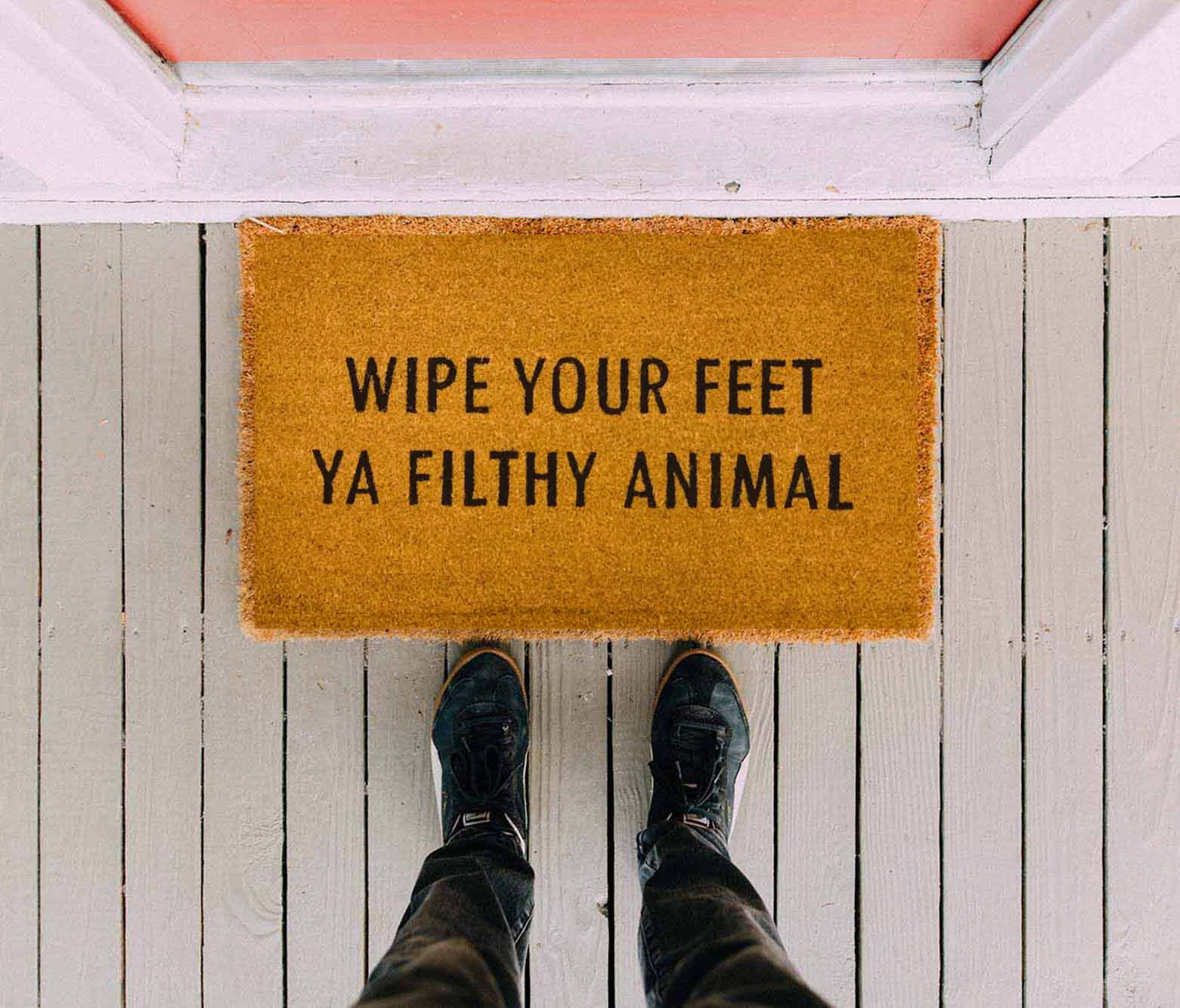 Wipe Your Feet Funny Doormat Outdoor Welcome Mat Quote Rug For Porch BandsCo Straps