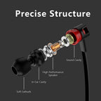 Wired in-Ear Headphones With Tangle-Free Cord Noise Isolating Bass Driven Sound Metal Earphones Carry Case Ear Bud Tips In-ear Earphone  Super Bass Sound Sport Headset With Mic for Phones Ear Phone For Women 3.5mm Stevvex