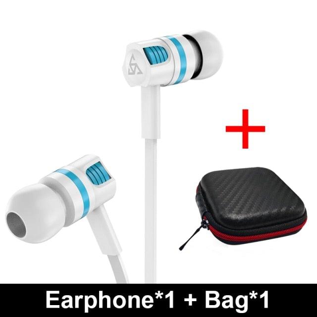 Wired in-Ear Headphones With Tangle-Free Cord Noise Isolating Bass Driven Sound Metal Earphones Carry Case Ear Bud Tips In-ear Earphone  Super Bass Sound Sport Headset With Mic for Phones Ear Phone For Women 3.5mm Stevvex