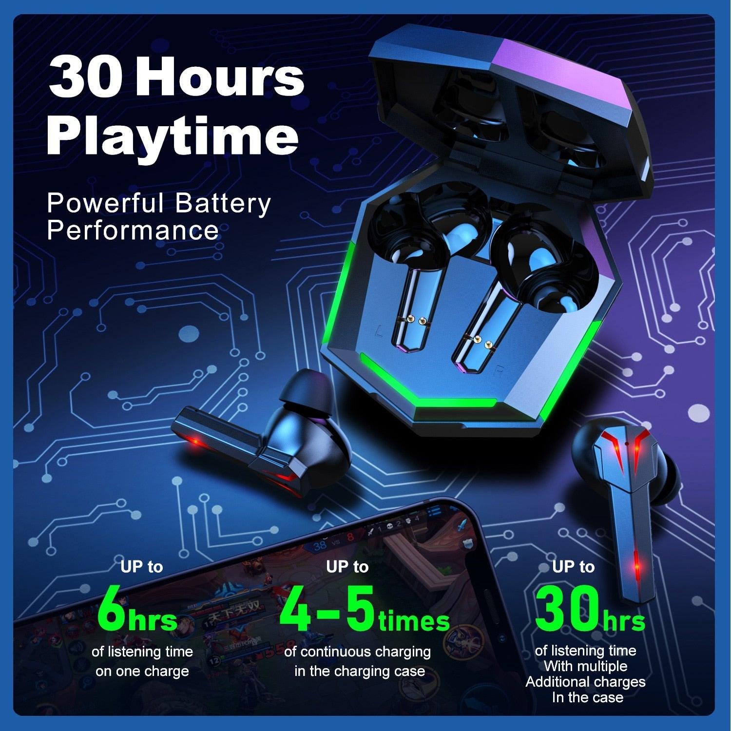 Wireless Black Gaming Bluetooth Headset Earphone Gamer Bass Quality Sound Headphones With Mic In Ear Headphones 25H Playtime Bluetooth Running Wireless Earbuds With Smart Touch Control Design For Sports Stevvex