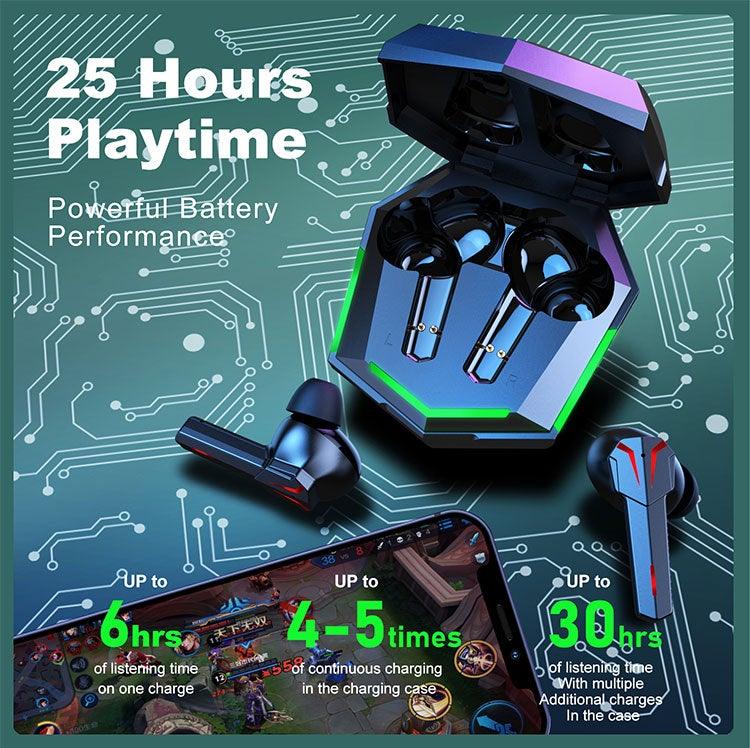 Wireless Black Gaming Bluetooth Headset Earphone Gamer Bass Quality Sound Headphones With Mic In Ear Headphones 25H Playtime Bluetooth Running Wireless Earbuds With Smart Touch Control Design For Sports Stevvex
