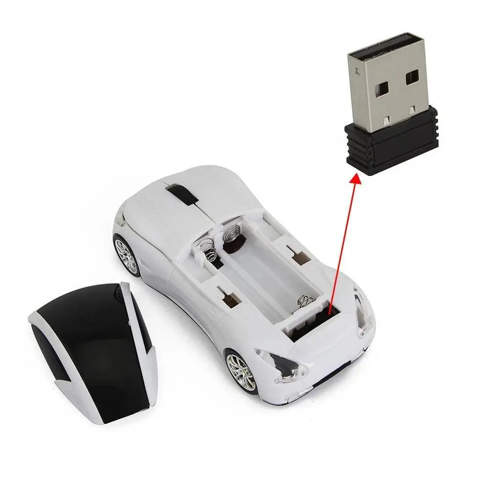 Wireless Black Sports Car USB Mouse Design Computer 1600 DPI Mouse Mini Ergonomic Gaming Mouse For Laptop And Computer 2.4Ghz Stevvex