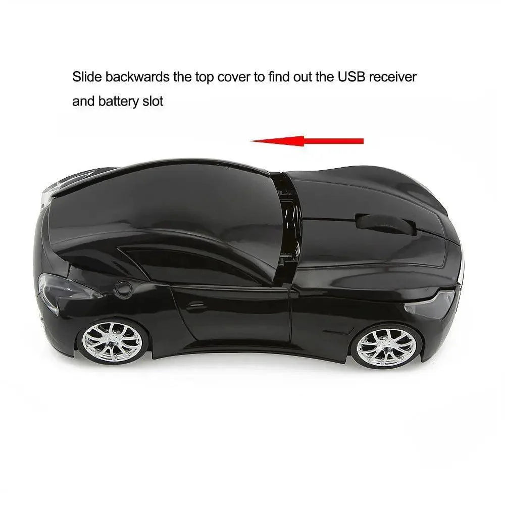 Wireless Black Sports Car USB Mouse Design Computer 1600 DPI Mouse Mini Ergonomic Gaming Mouse For Laptop And Computer 2.4Ghz Stevvex