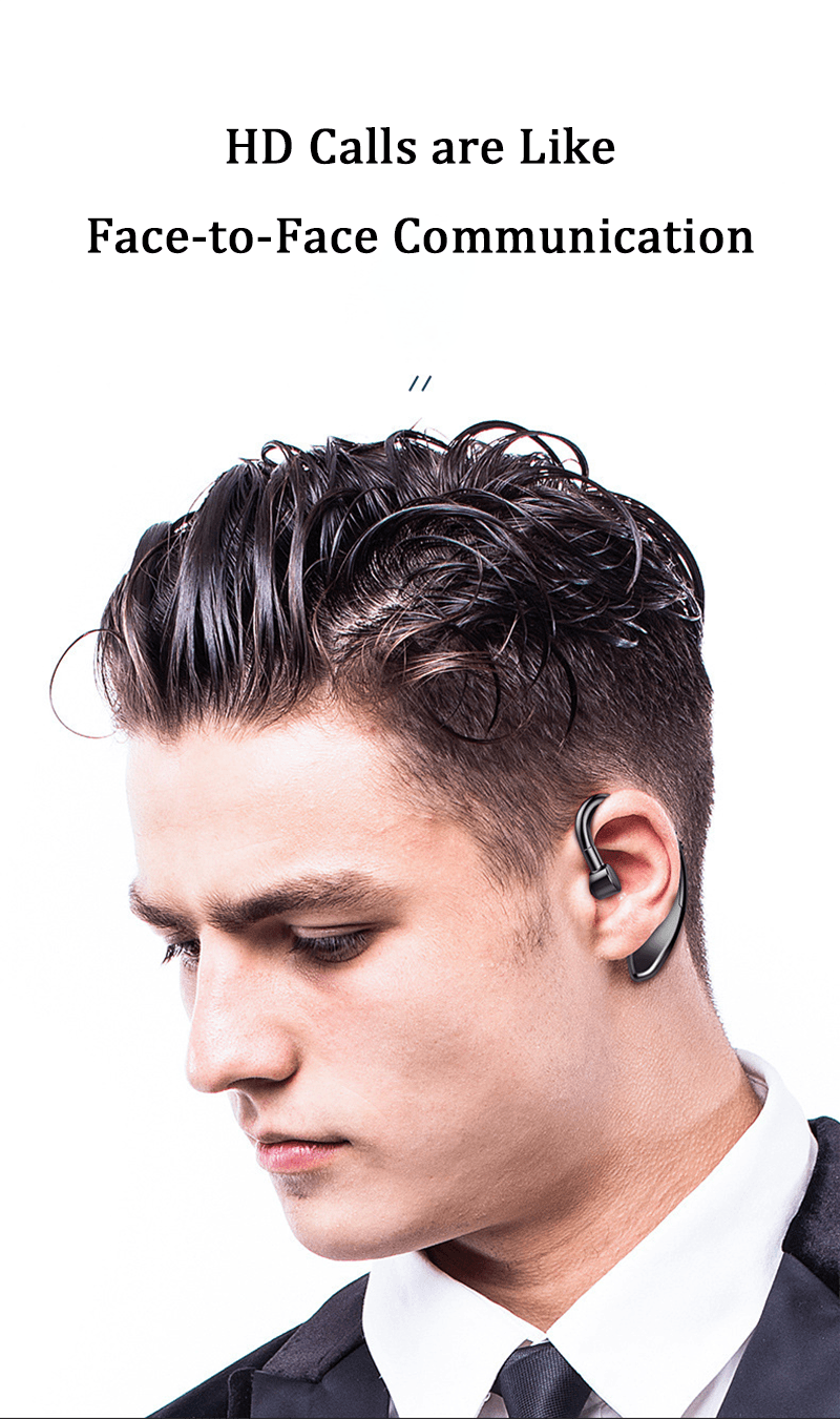 Wireless Blue Earhook Bluetooth Headphones Business Office Bluetooth 5.0 Over Ear Earphone Stereo Single Earbud With Mic HiFi Headphone Single Ear Headset Super Long Standby Noise Reduction Earpiece Compatible With Smartphones Stevvex