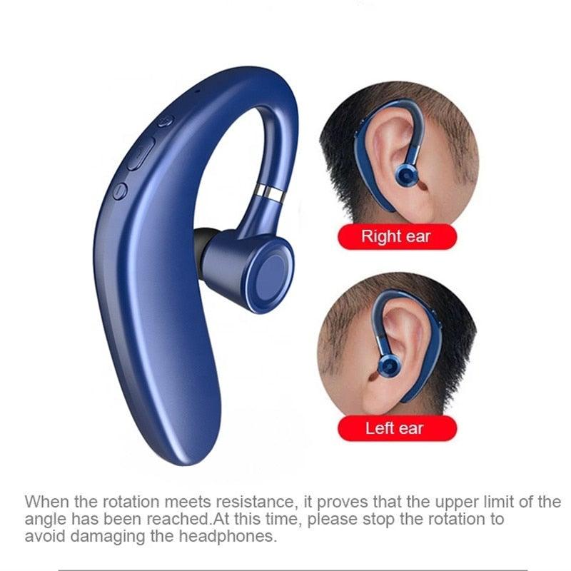 Wireless Blue Earhook Bluetooth Headphones Business Office Bluetooth 5.0 Over Ear Earphone Stereo Single Earbud With Mic HiFi Headphone Single Ear Headset Super Long Standby Noise Reduction Earpiece Compatible With Smartphones Stevvex