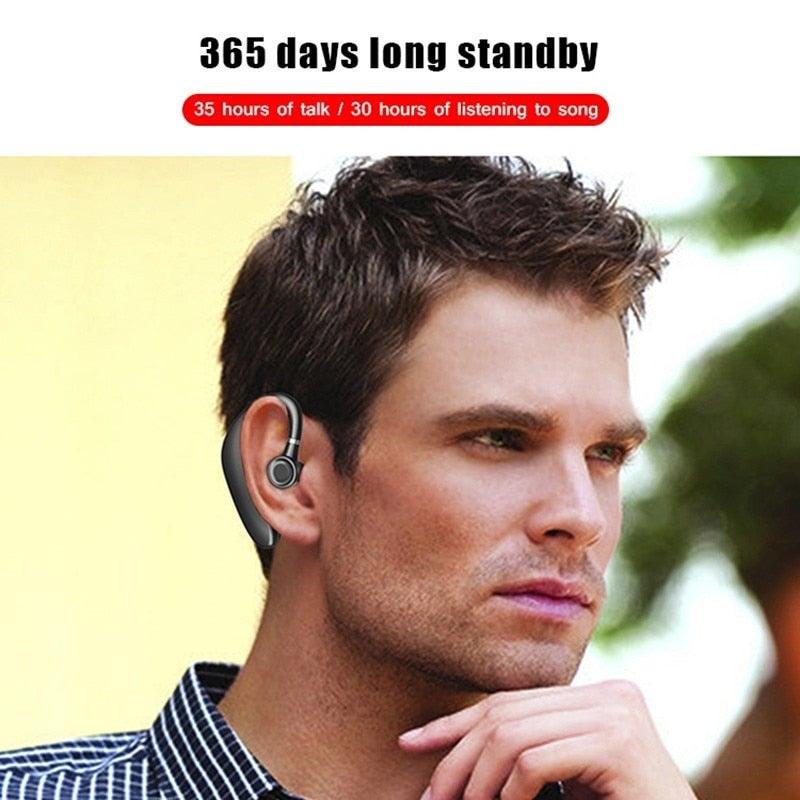 Wireless Blue Earhook Bluetooth Headphones Business Office Bluetooth 5.0 Over Ear Earphone Stereo Single Earbud With Mic HiFi Headphone Single Ear Headset Super Long Standby Noise Reduction Earpiece Compatible With Smartphones Stevvex