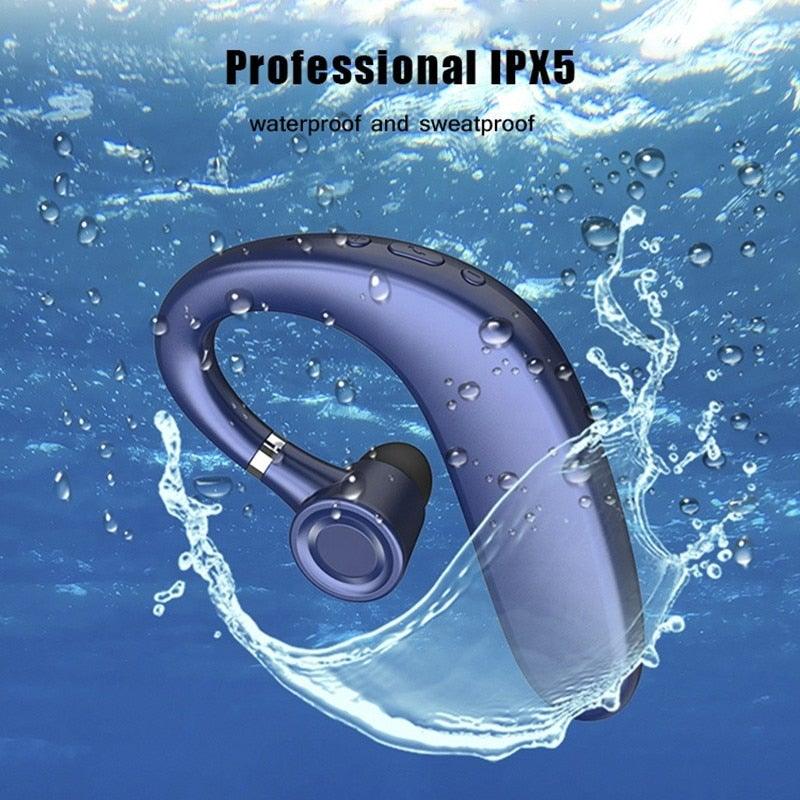 Wireless Blue Earhook Bluetooth Headphones Business Office Bluetooth 5.0 Over Ear Earphone Stereo Single Earbud With Mic HiFi Headphone Single Ear Headset Super Long Standby Noise Reduction Earpiece Compatible With Smartphones Stevvex