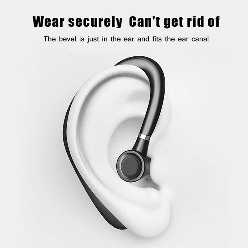 Wireless Blue Earhook Bluetooth Headphones Business Office Bluetooth 5.0 Over Ear Earphone Stereo Single Earbud With Mic HiFi Headphone Single Ear Headset Super Long Standby Noise Reduction Earpiece Compatible With Smartphones Stevvex