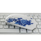 Wireless Blue White Flower Pattern Mouse Optical Mice 1600 DPI Wireless Mouse Portable Mobile Office USB Mouse Stevvex