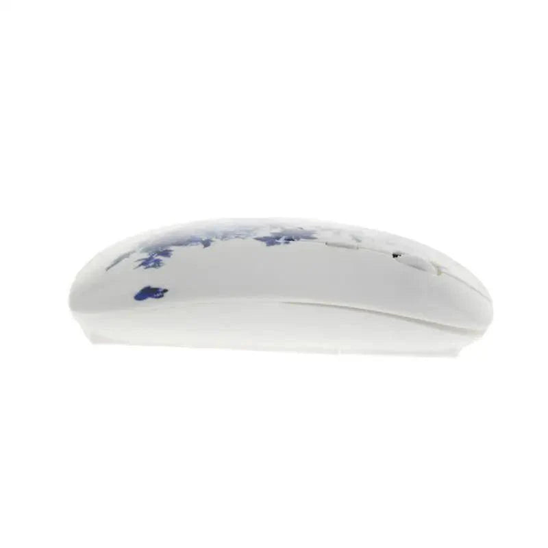 Wireless Blue White Flower Pattern Mouse Optical Mice 1600 DPI Wireless Mouse Portable Mobile Office USB Mouse Stevvex