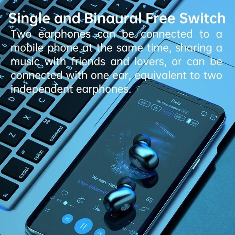 Wireless Bluetooth 5.1 Earphones Wireless Charging Case IPX8 Waterproof Stereo Headphones In Ear Built in Mic Headset Touch Control Earbuds Wireless Earbuds Case With Flashlight Noise Isolating Clear Calls Rich Bass In-Ear Sports Headset Stevvex