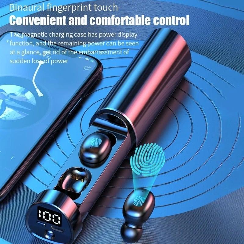 Wireless Bluetooth 5.1 Earphones Wireless Charging Case IPX8 Waterproof Stereo Headphones In Ear Built in Mic Headset Touch Control Earbuds Wireless Earbuds Case With Flashlight Noise Isolating Clear Calls Rich Bass In-Ear Sports Headset Stevvex
