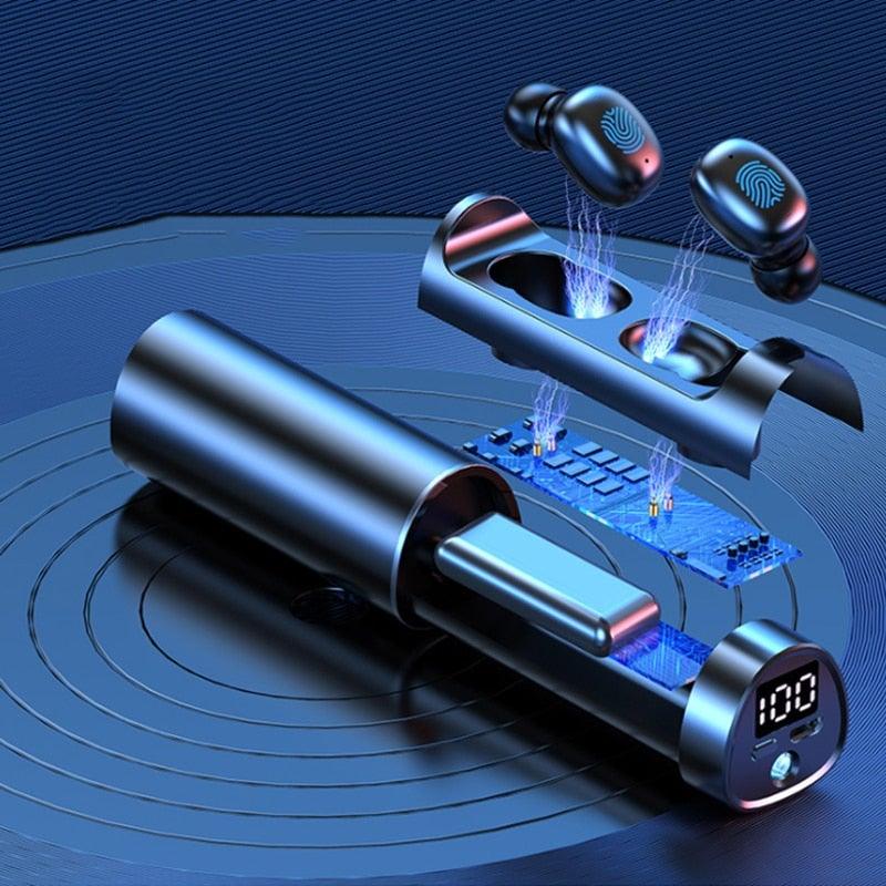 Wireless Bluetooth 5.1 Earphones Wireless Charging Case IPX8 Waterproof Stereo Headphones In Ear Built in Mic Headset Touch Control Earbuds Wireless Earbuds Case With Flashlight Noise Isolating Clear Calls Rich Bass In-Ear Sports Headset Stevvex