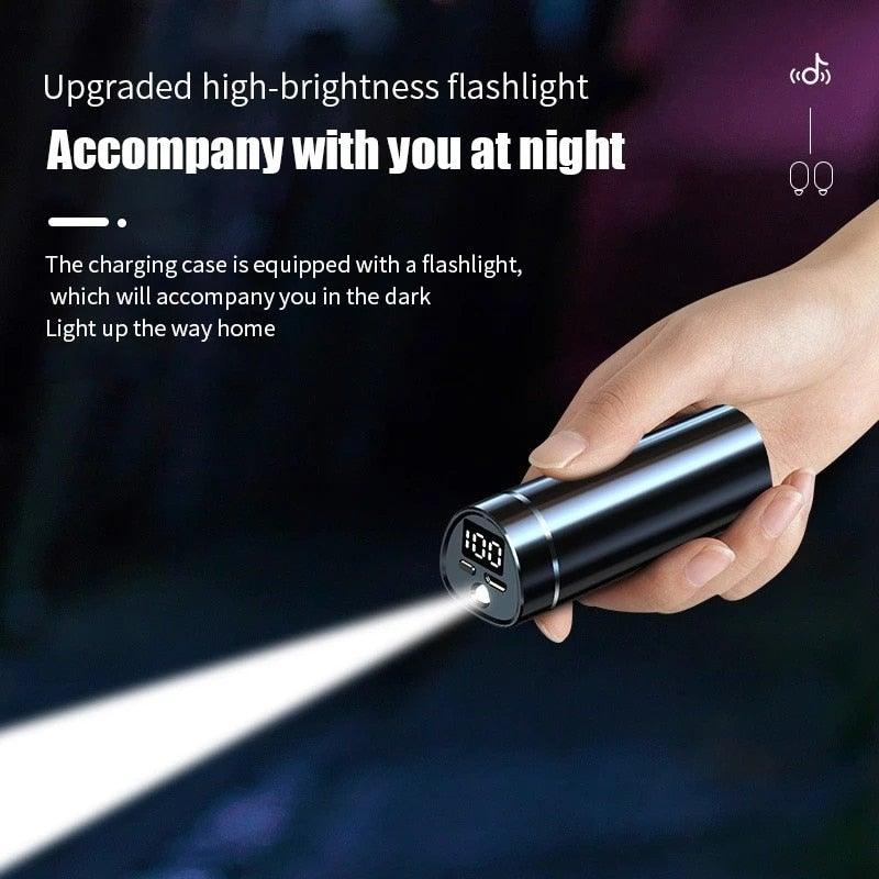 Wireless Bluetooth 5.1 Earphones Wireless Charging Case IPX8 Waterproof Stereo Headphones In Ear Built in Mic Headset Touch Control Earbuds Wireless Earbuds Case With Flashlight Noise Isolating Clear Calls Rich Bass In-Ear Sports Headset Stevvex