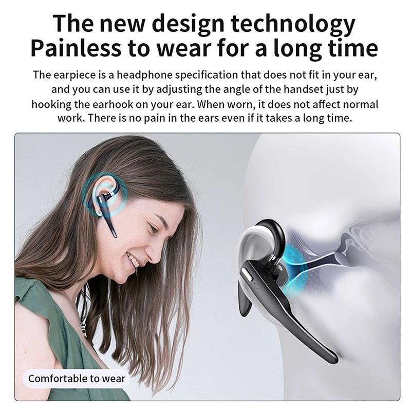 Wireless Bluetooth Business Earphone Noise Isolating Earbuds Wireless Headphones With Chraging Case LED Display Built-in Microphones For Clear Calls Single Over Ear Handsfree Earbud For Driving Charging Case Headphone Microphone Office Headset For Work Stevvex
