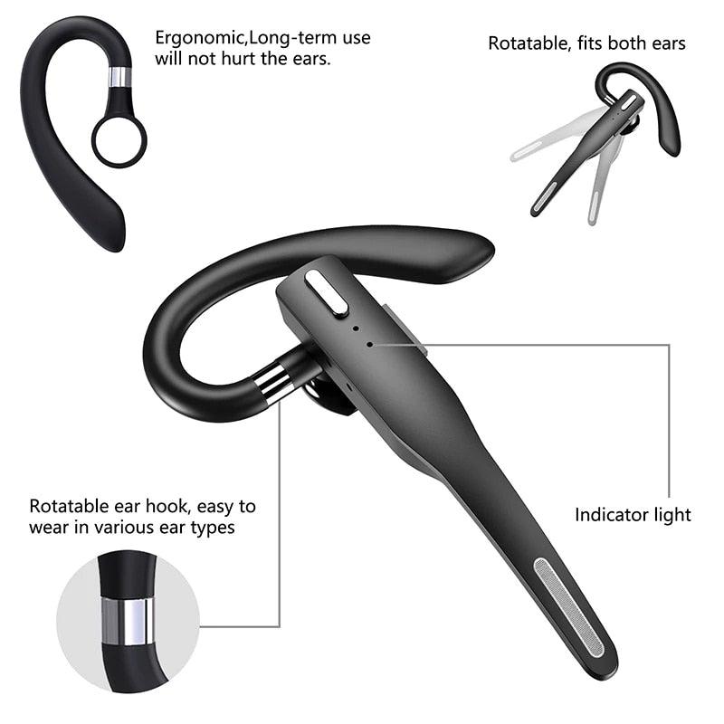 Wireless Bluetooth Business Earphone Noise Isolating Earbuds Wireless Headphones With Chraging Case LED Display Built-in Microphones For Clear Calls Single Over Ear Handsfree Earbud For Driving Charging Case Headphone Microphone Office Headset For Work Stevvex