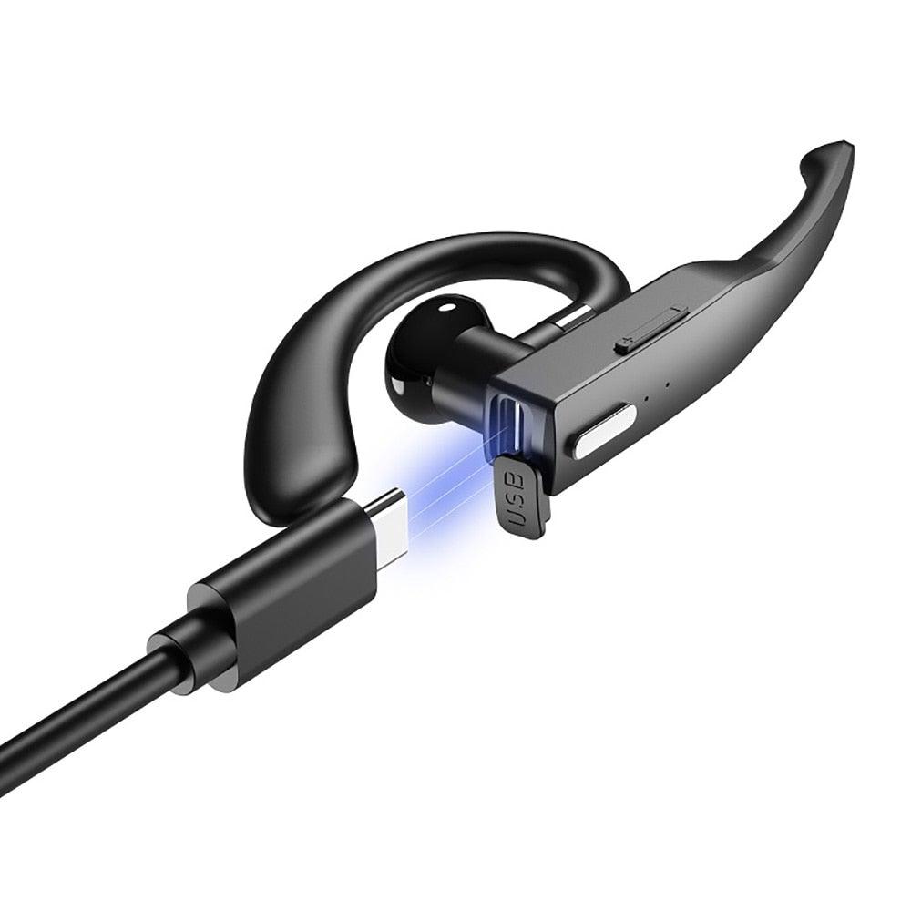 Wireless Bluetooth Business Earphone Noise Isolating Earbuds Wireless Headphones With Chraging Case LED Display Built-in Microphones For Clear Calls Single Over Ear Handsfree Earbud For Driving Charging Case Headphone Microphone Office Headset For Work Stevvex