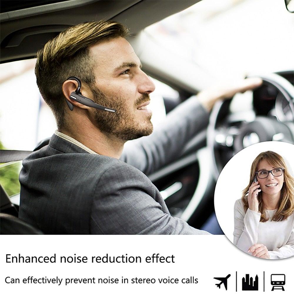 Wireless Bluetooth Business Earphone Noise Isolating Earbuds Wireless Headphones With Chraging Case LED Display Built-in Microphones For Clear Calls Single Over Ear Handsfree Earbud For Driving Charging Case Headphone Microphone Office Headset For Work Stevvex