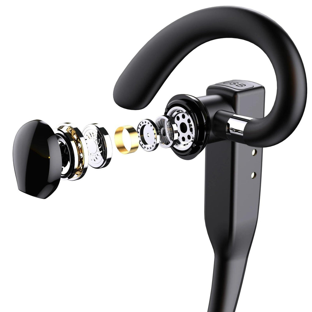 Wireless Bluetooth Business Earphone Noise Isolating Earbuds Wireless Headphones With Chraging Case LED Display Built-in Microphones For Clear Calls Single Over Ear Handsfree Earbud For Driving Charging Case Headphone Microphone Office Headset For Work Stevvex