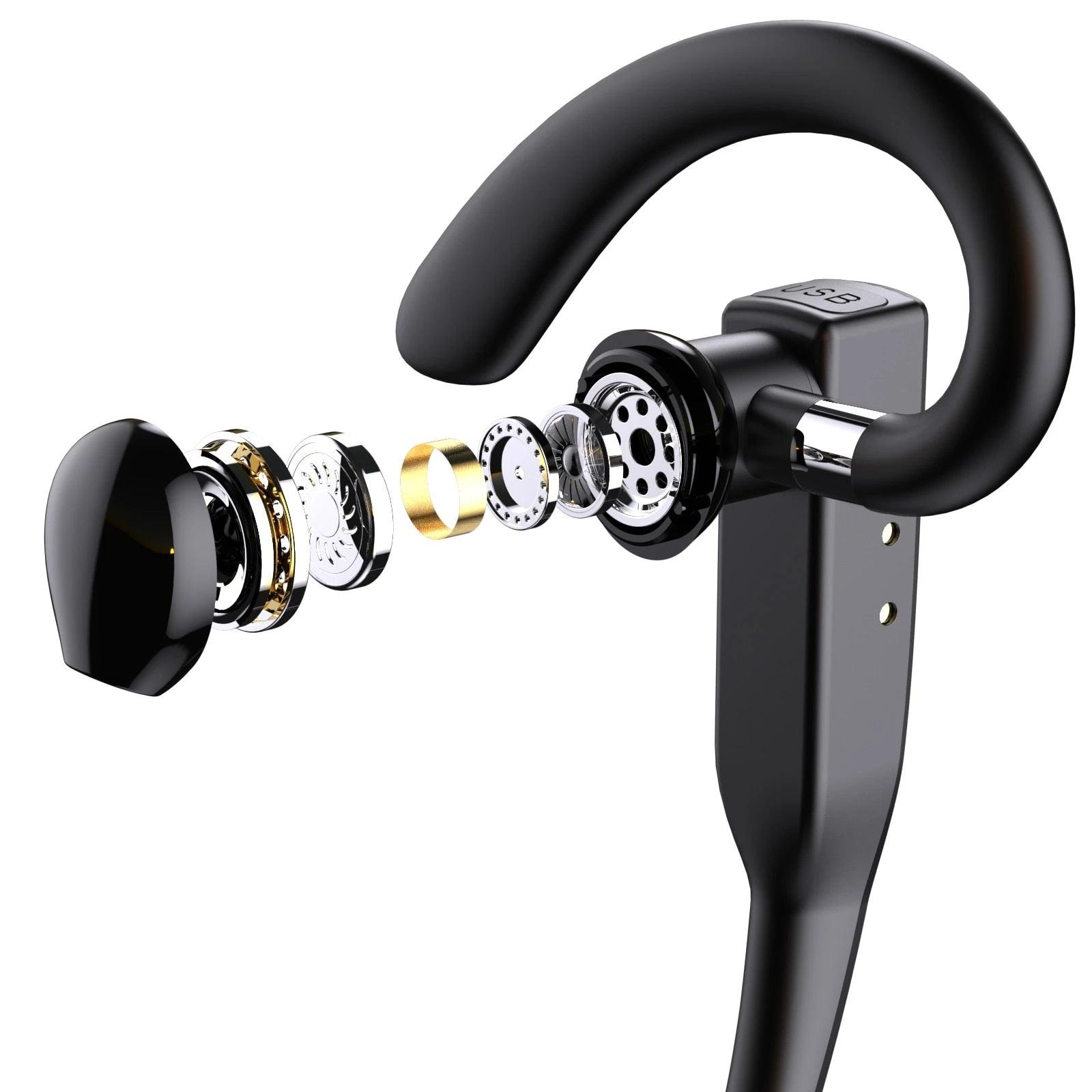 Wireless Bluetooth Business Earphone Noise Isolating Earbuds Wireless Headphones With Chraging Case LED Display Built-in Microphones For Clear Calls Single Over Ear Handsfree Earbud For Driving Charging Case Headphone Microphone Office Headset For Work Stevvex