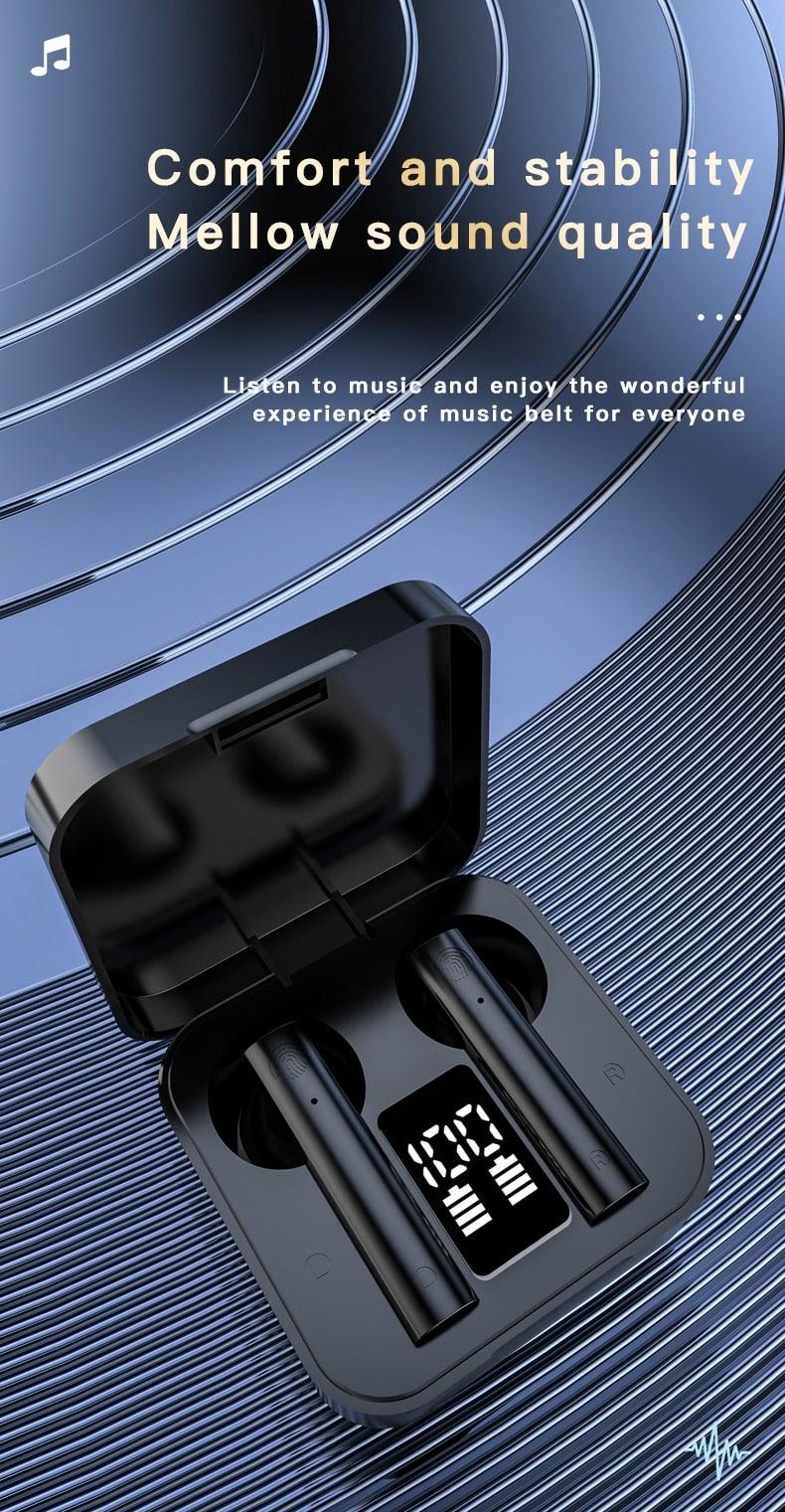 Wireless Bluetooth Earphone Air Sports Running Headphone LED Display Earbuds Noise Reduction Updated Design with Industry Leading Sound & Improved Comfort, Long Wireless Range Stevvex