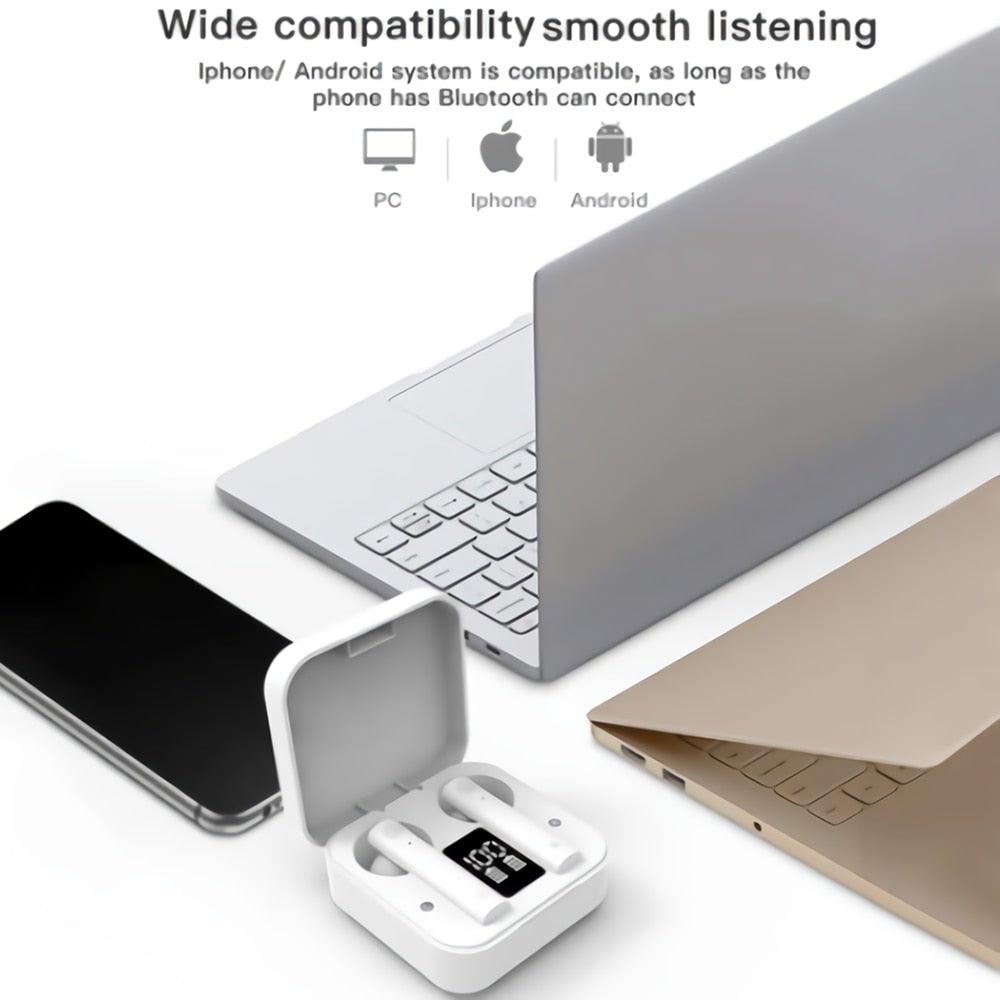 Wireless Bluetooth Earphone Air Sports Running Headphone LED Display Earbuds Noise Reduction Updated Design with Industry Leading Sound & Improved Comfort, Long Wireless Range Stevvex