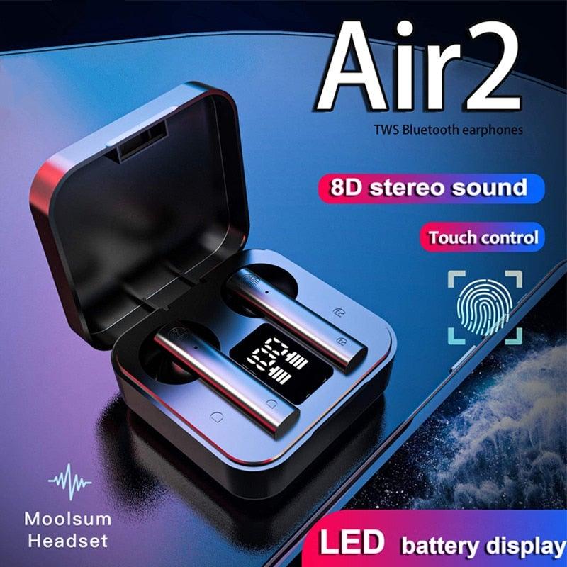 Wireless Bluetooth Earphone Air Sports Running Headphone LED Display Earbuds Noise Reduction Updated Design with Industry Leading Sound & Improved Comfort, Long Wireless Range Stevvex