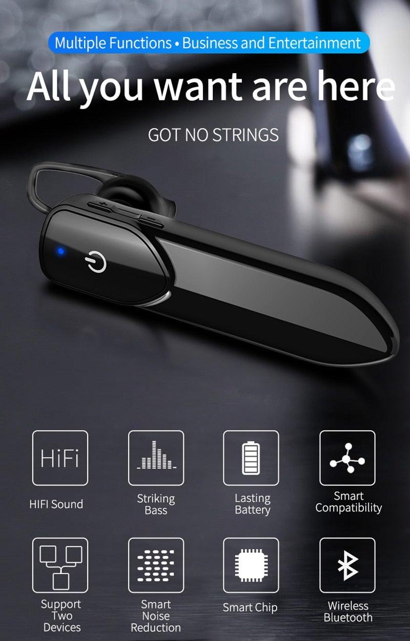 Wireless Bluetooth Headset Business Hands Free Long Standby V5.0 Earphones Waterproof Sport Earbuds With Microphone For Driving Stevvex
