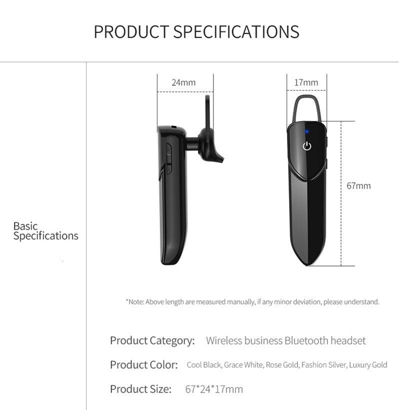 Wireless Bluetooth Headset Business Hands Free Long Standby V5.0 Earphones Waterproof Sport Earbuds With Microphone For Driving Stevvex