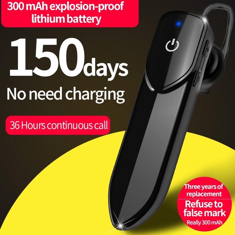 Wireless Bluetooth Headset Business Hands Free Long Standby V5.0 Earphones Waterproof Sport Earbuds With Microphone For Driving Stevvex